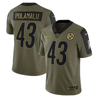 mens nike troy polamalu olive pittsburgh steelers 2021 salu